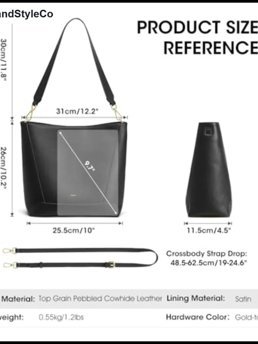 Top Grain Leather Bucket Bag for Women Crossbody Shoulder Tote
